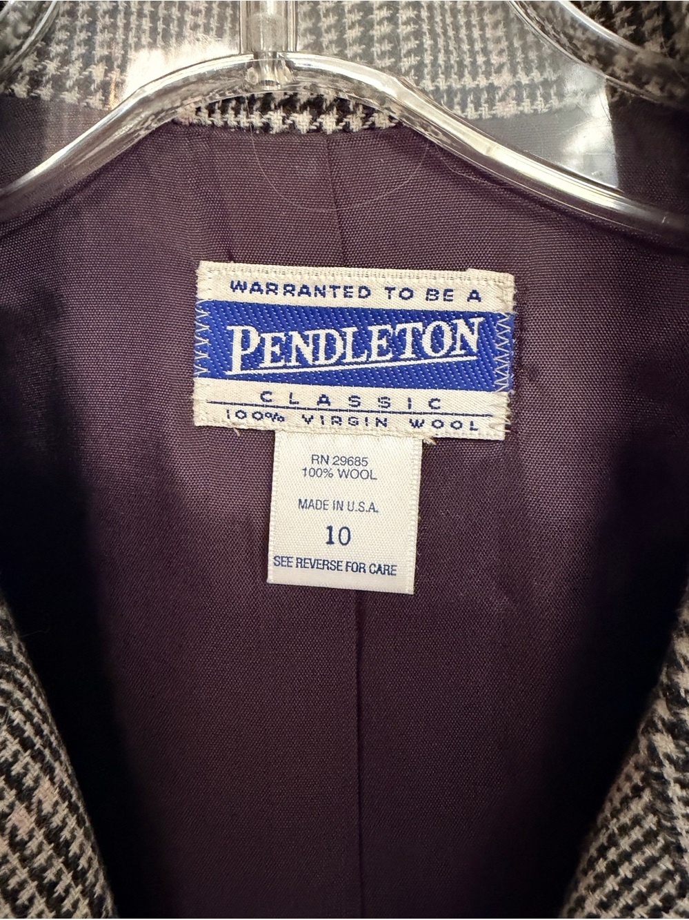VTG Pendleton Classics 100% virgin wool blazer Black & White/pink